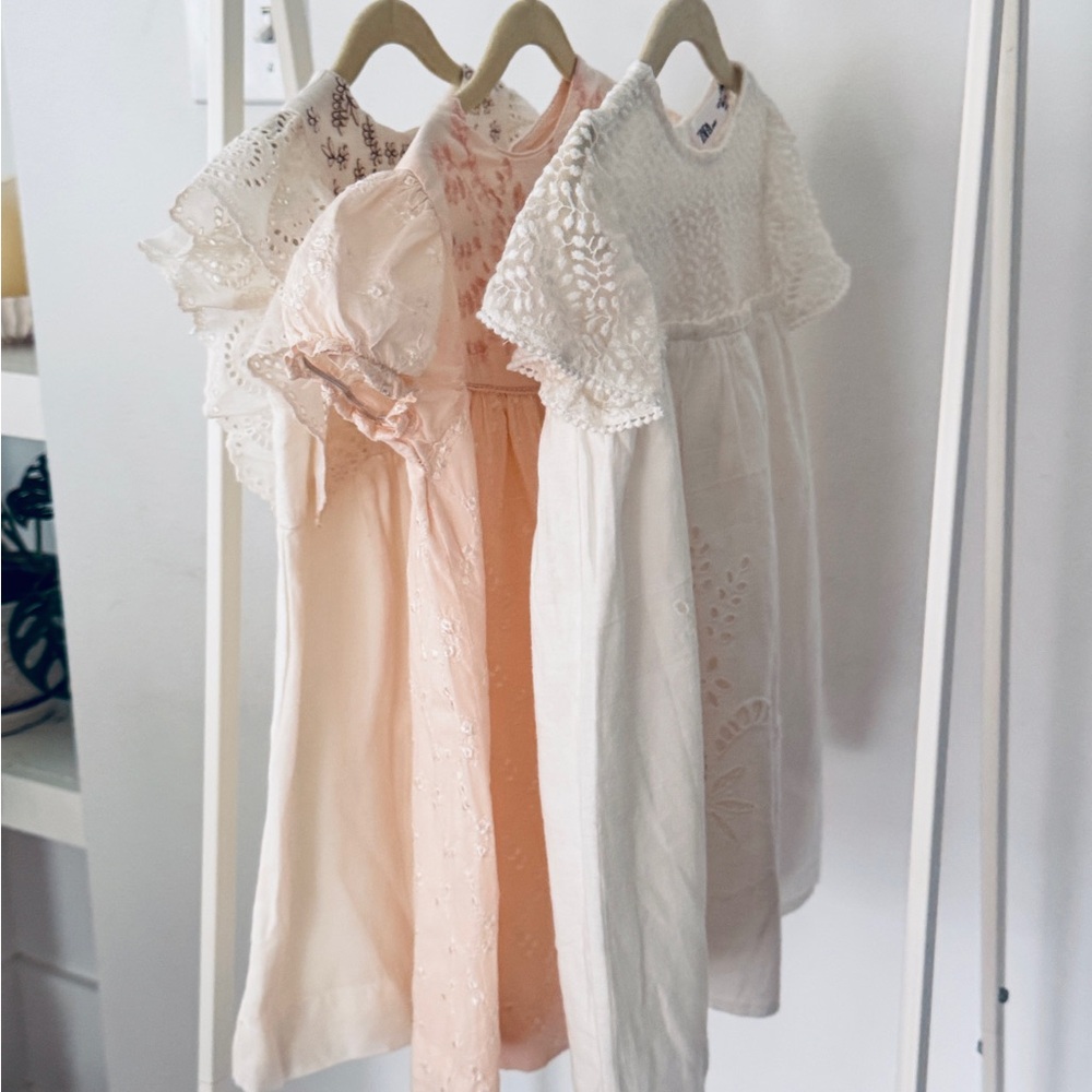 Zara Girls Pink and Cream Embroidered Dresses - Picture 6 of 16